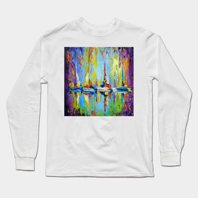 Sailboats at the pier Long Sleeve T-Shirt by OLHADARCHUKART